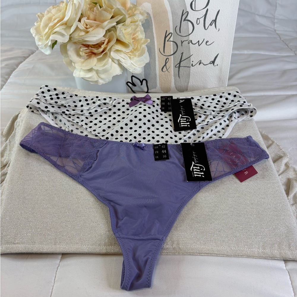 A La Folio Luli Lingerie Women’s Thong and Bikini Panties Set Luxury Intimates - Picture 4 of 16